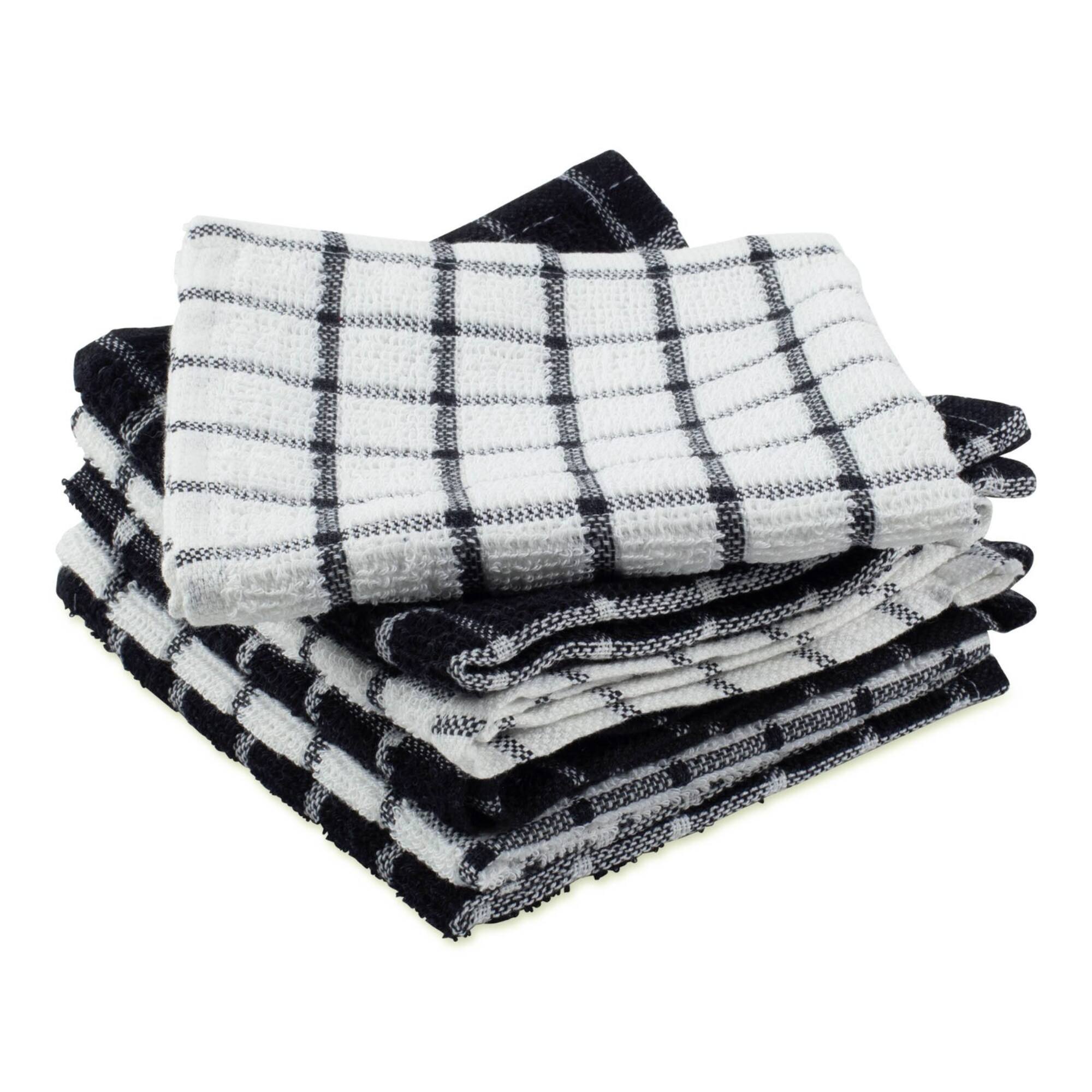 DII® Black & White Windowpane Terry Dishcloths, 6ct.